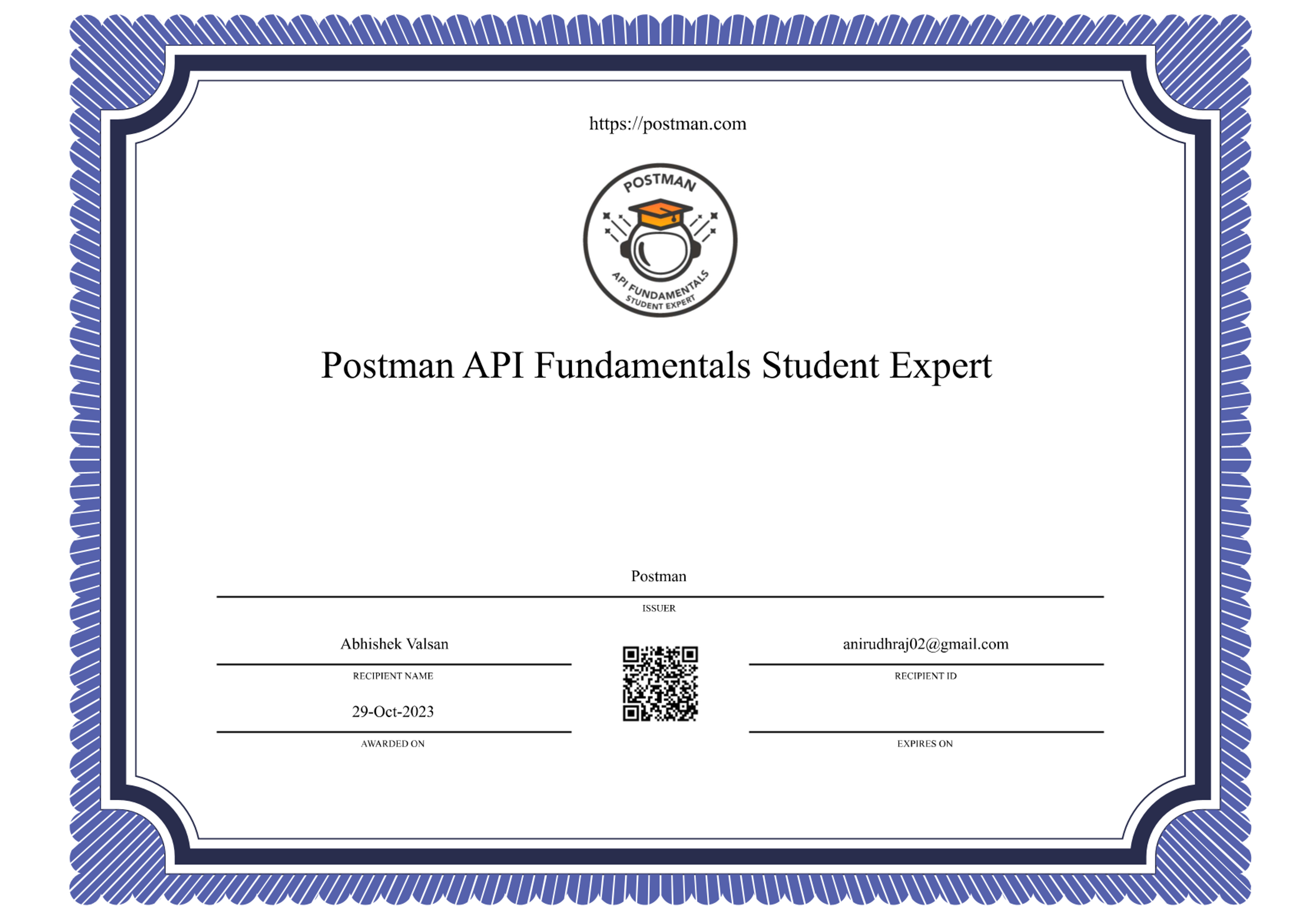 Image of postman certificate